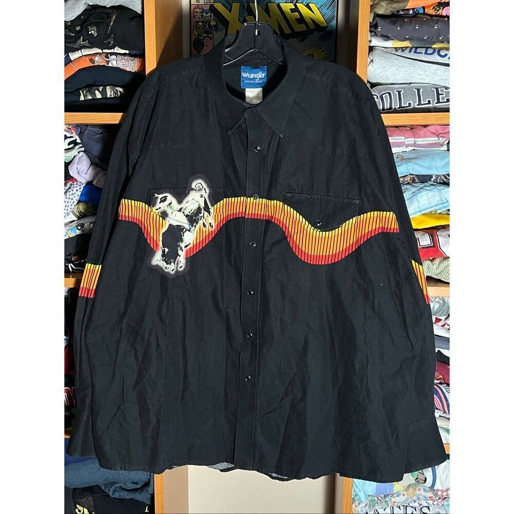 Wrangler Men’s Western Rodeo Bull Riding Pearl Snap Shirt 2XL
